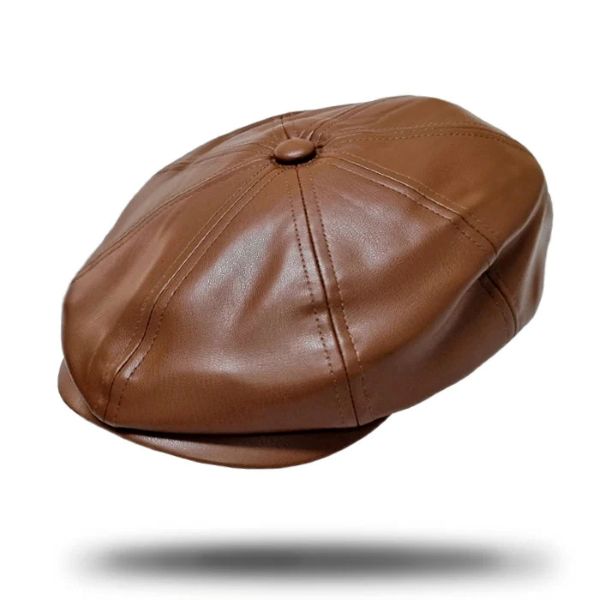 PU Leather Newsboy Cap