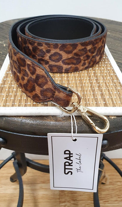 Strap Handbag Leopard/Black - 120cm Strap The Label Gold Clips 