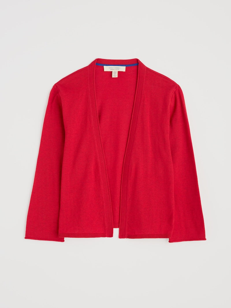 Seasalt Cornwall Red cotton cardigan on a white background