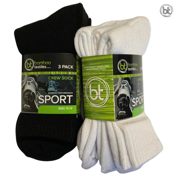 Bamboo Sports Crew Socks 3 Pk
