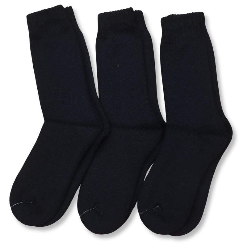 Black 3 pack of thick bamboo socks on white background