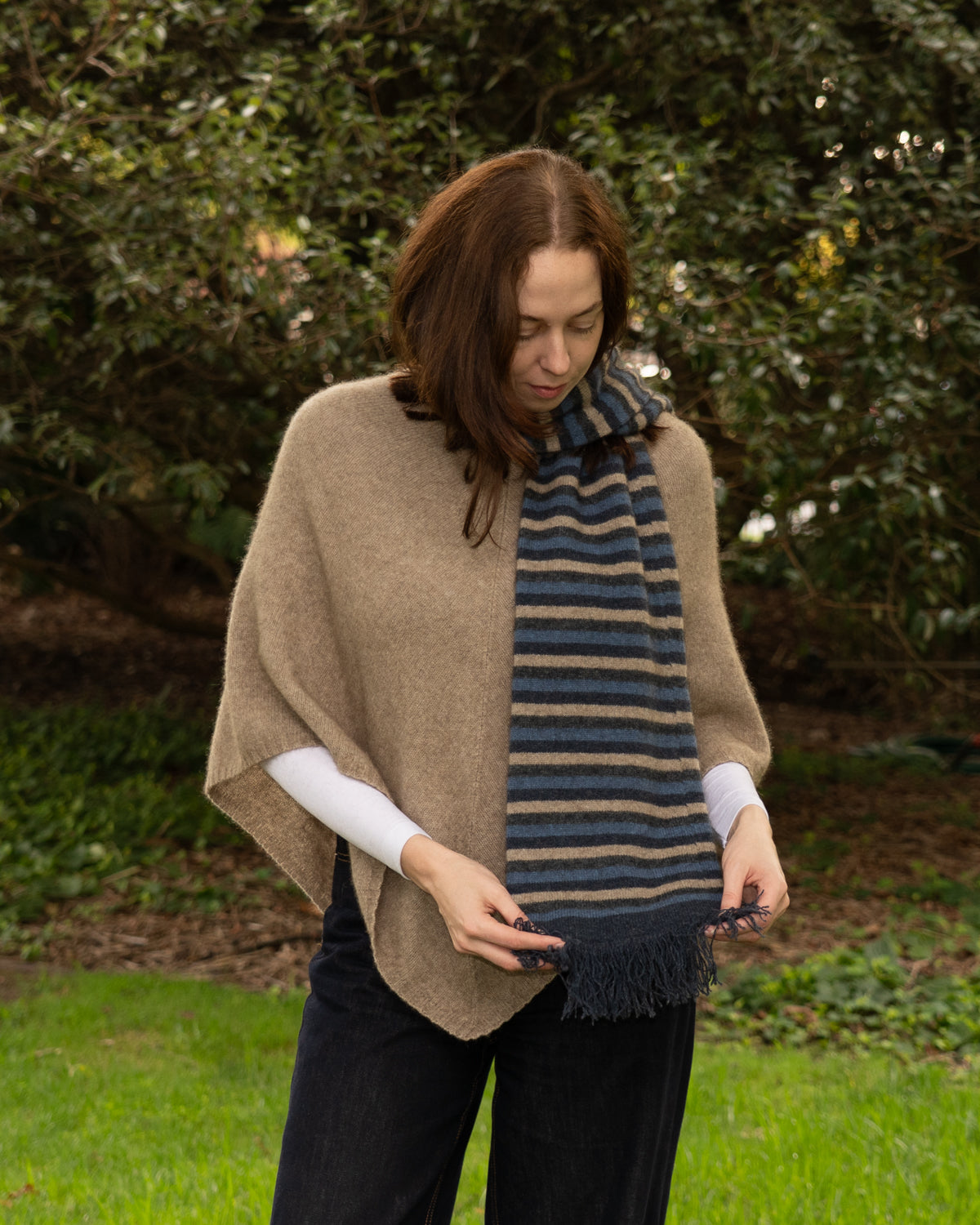 Scarf Possum Merino Stripe Denim