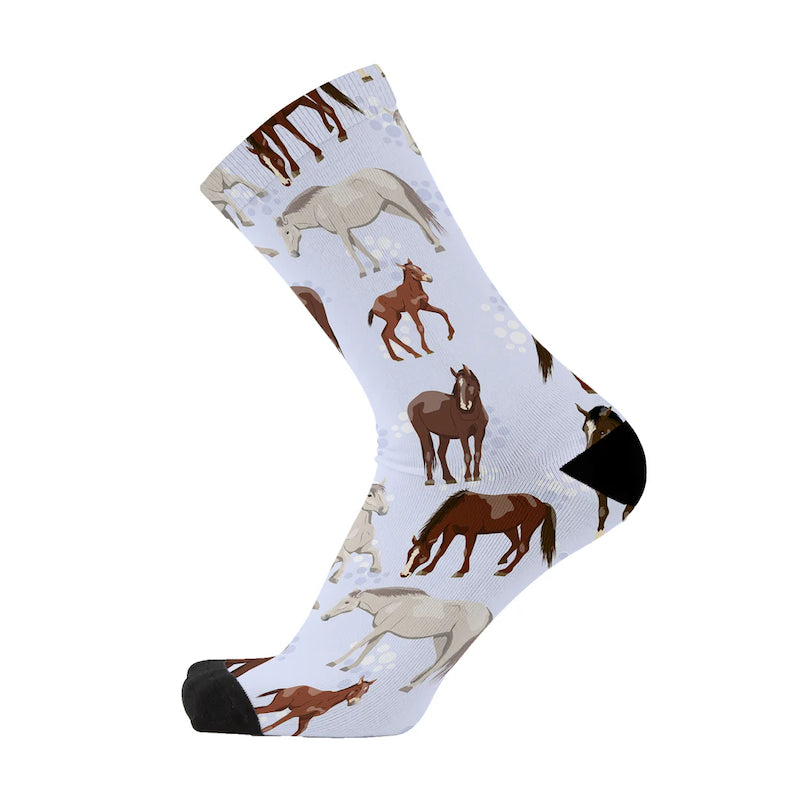 Horse pattern unisex soft & seamless bamboo socks on white background