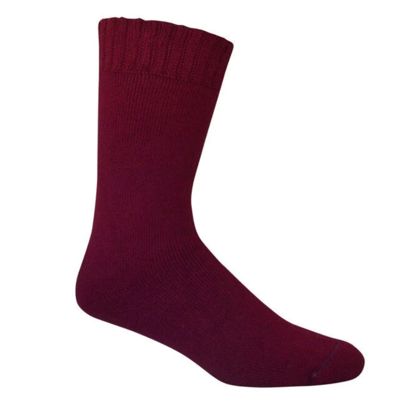 Maroon extra thick soft and comfortable bamboo socks on a white background