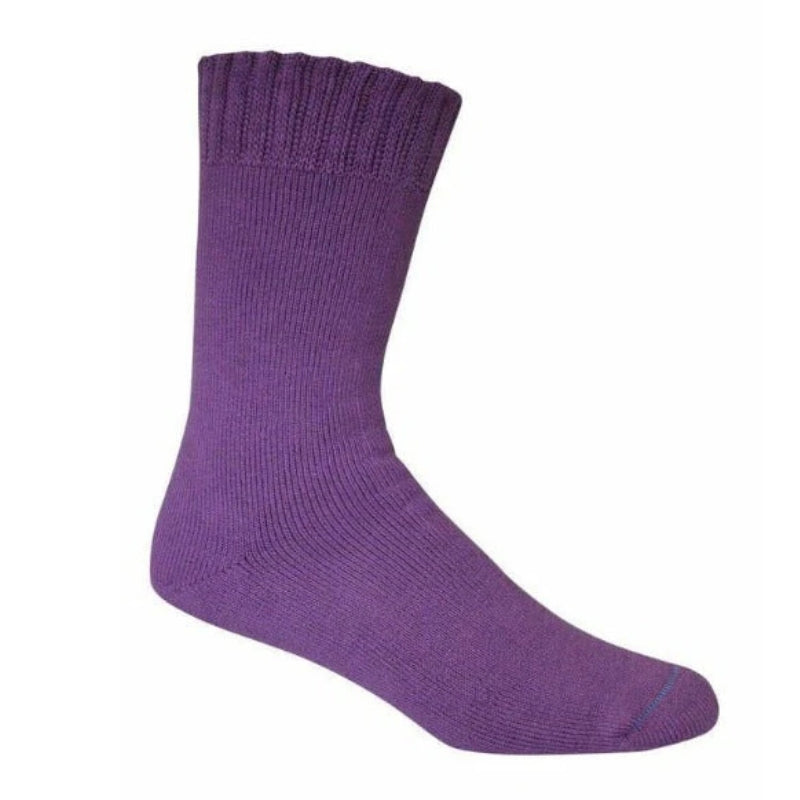 Purple extra thick soft and comfortable bamboo socks on a white background