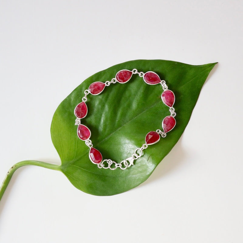 Sterling Silver Bracelet - Indian Ruby