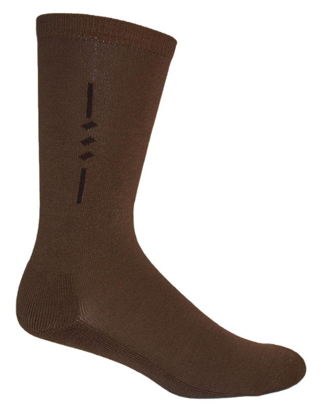 Walnut brown bamboo comfort business sock cutout on white background