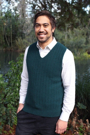 Men's possum merino pullover vest at Earth to Life