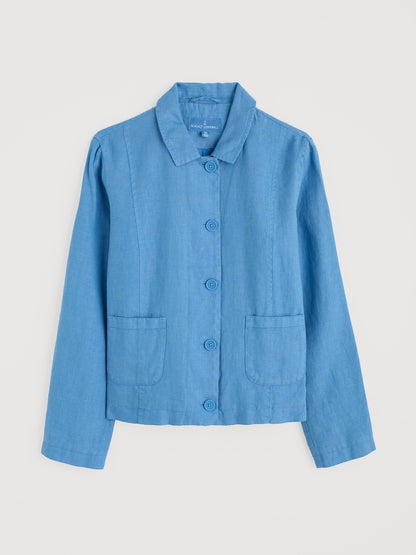 Blue jacket on a light gray background