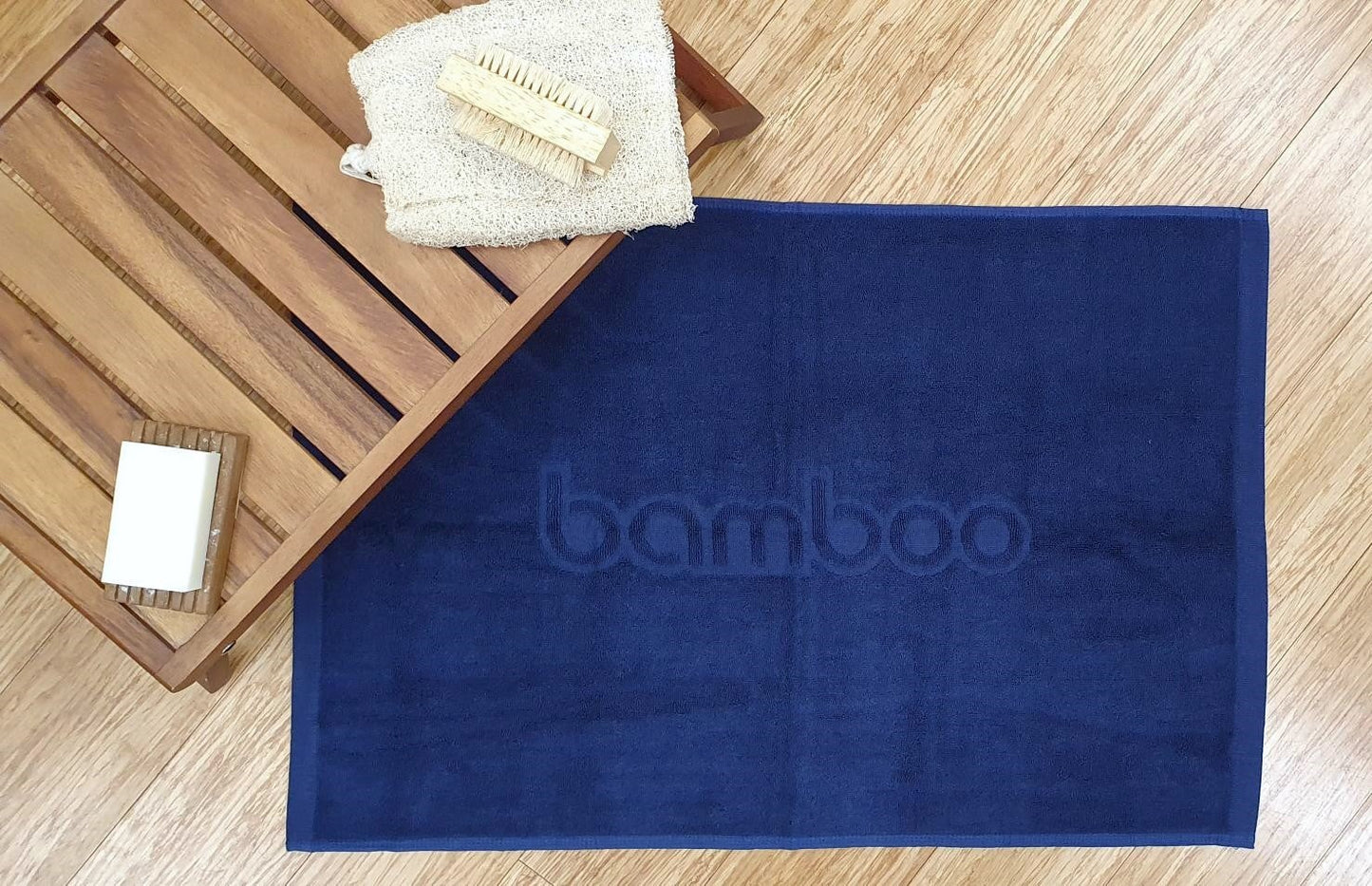 Bamboo Bath Mat Plain Style General Bamboo Textiles Blue 