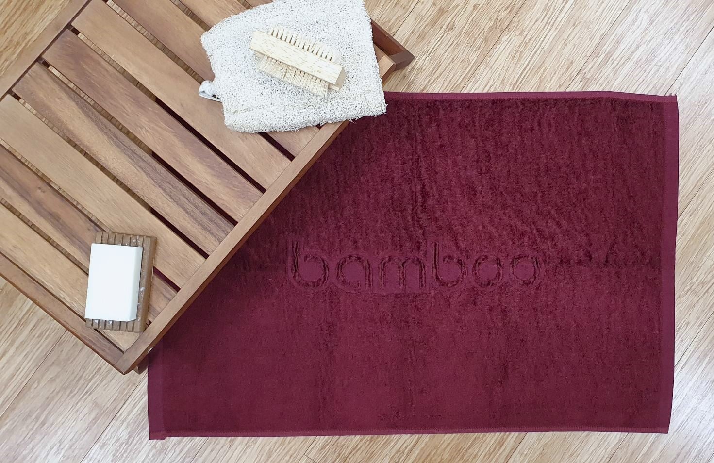 Bamboo Bath Mat Plain Style General Bamboo Textiles Burgundy 