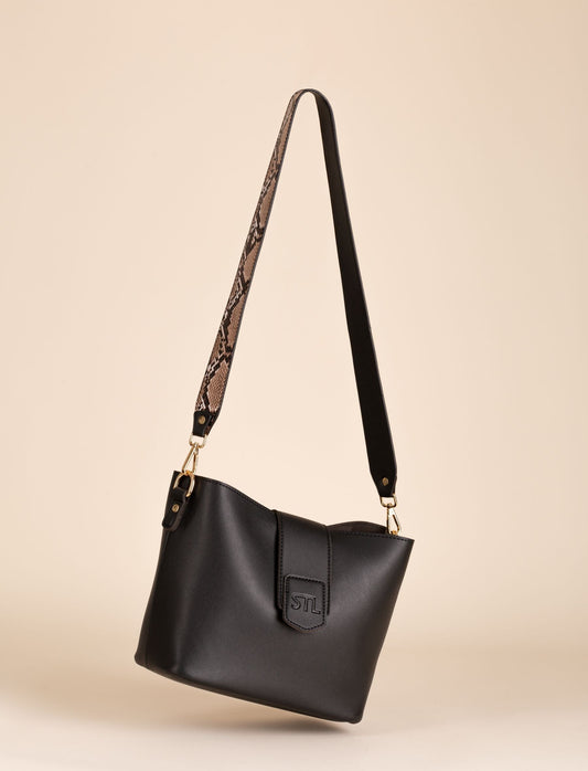 Handbag Vegan Leather Chloe - Black Strap The Label 