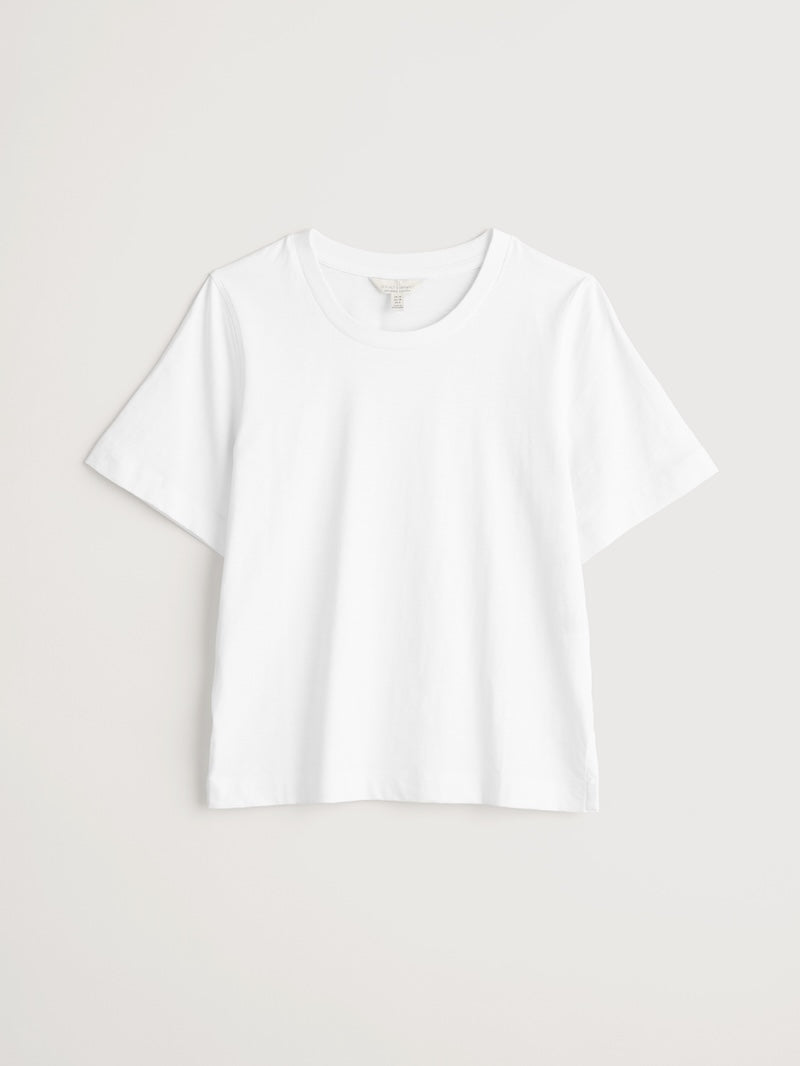 White t-shirt on a light gray background