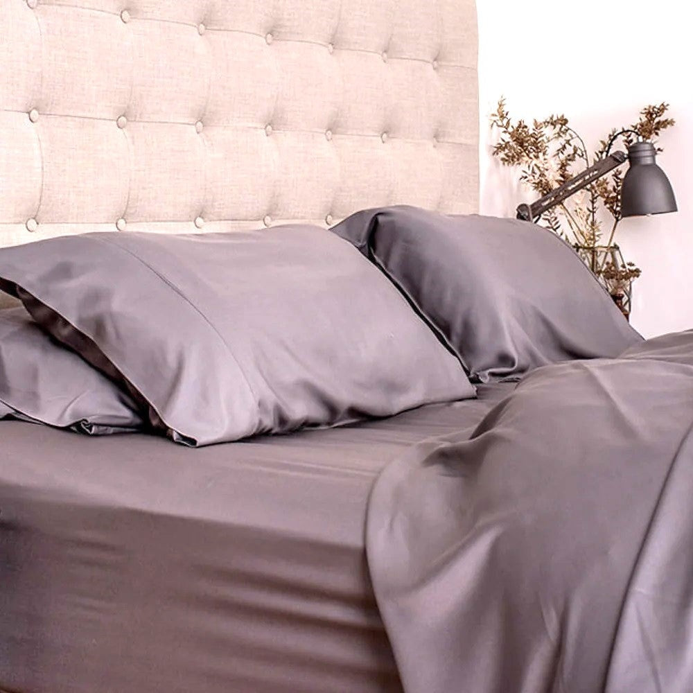 Bed Sheet Set 100% Twill Bamboo Eastwind Textiles Gunmetal Grey King Single 