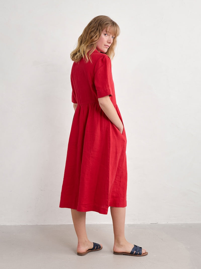 fen violet linen midi dress Seasalt Cornwall Pink Fen Violet Linen Midi Dress by Seasalt Online | THE ICONIC