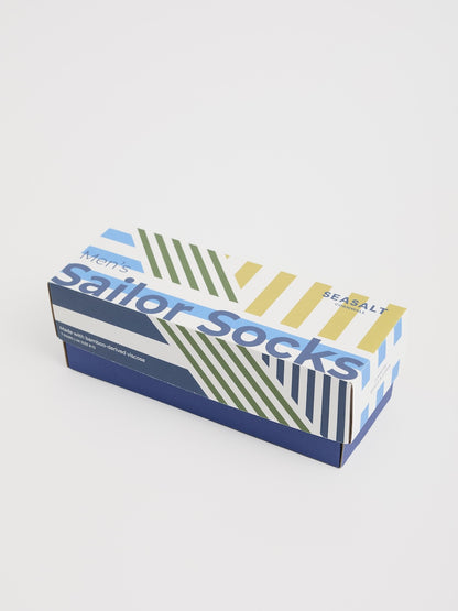 Box of Sailor Socks on a light gray background