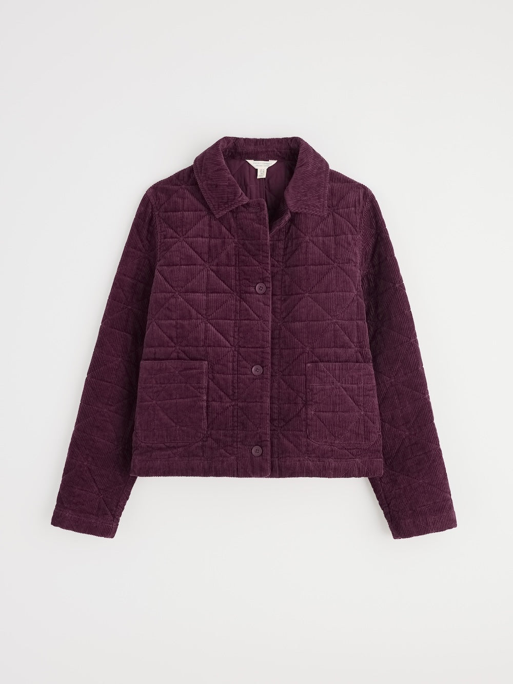 Quilted purple jacket on a white background