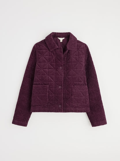 Quilted purple jacket on a white background