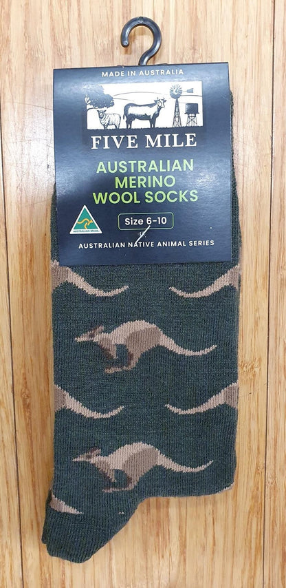 Socks Merino Australian Native Series Tranzanz Kangaroo 6-10 