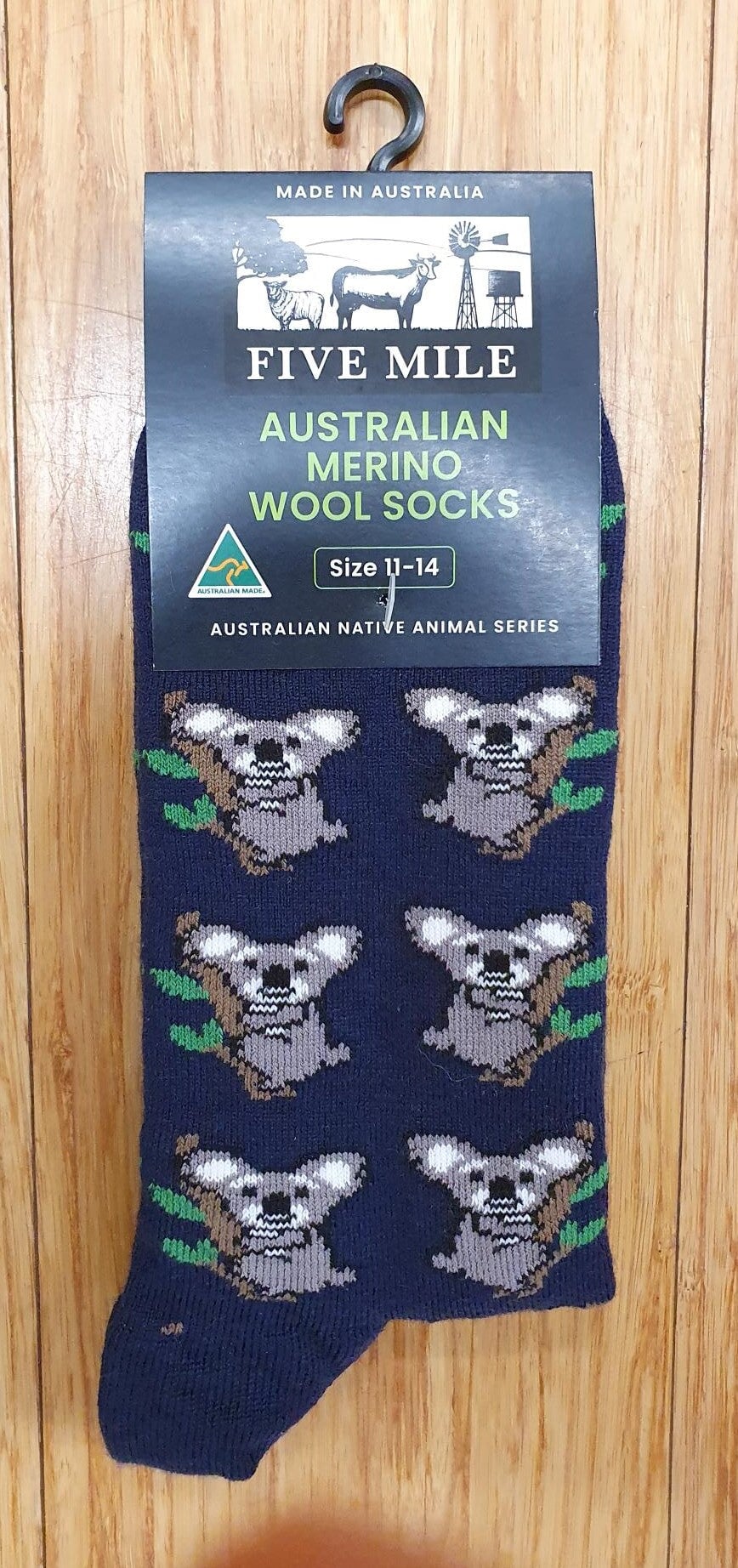 Socks Merino Australian Native Series Tranzanz Koala 11-14 