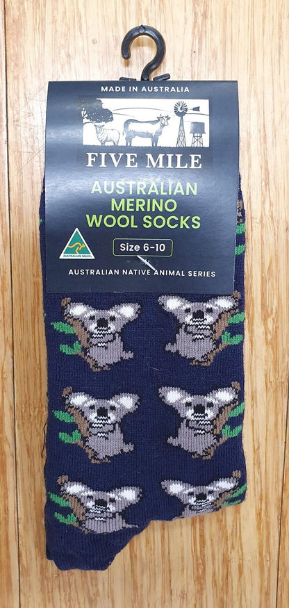 Socks Merino Australian Native Series Tranzanz Koala 6-10 
