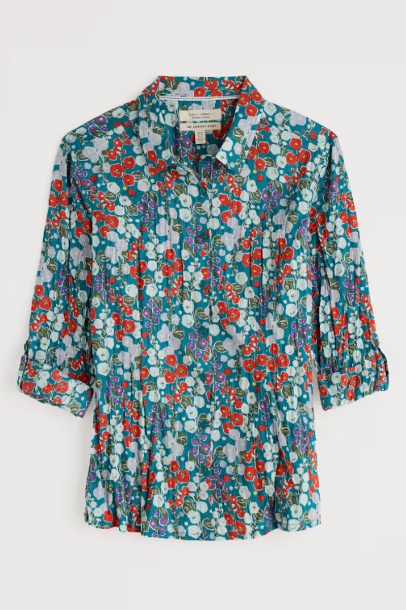 Floral patterned shirt on a white background