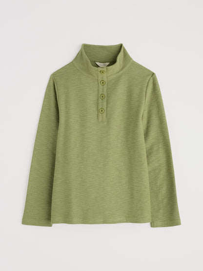 Green long-sleeve shirt on a white background