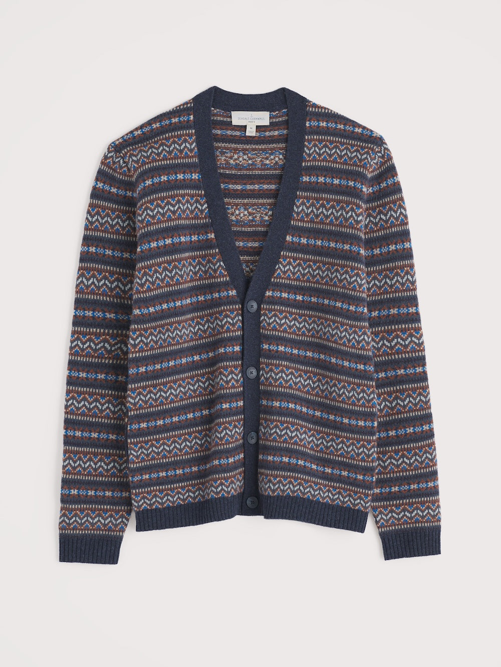 Patterned cardigan on a white background