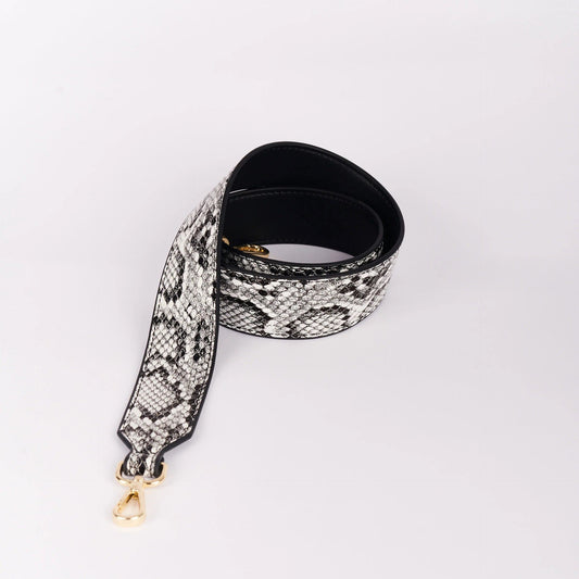 Strap Handbag White Snake/Black - 105cm Strap The Label 