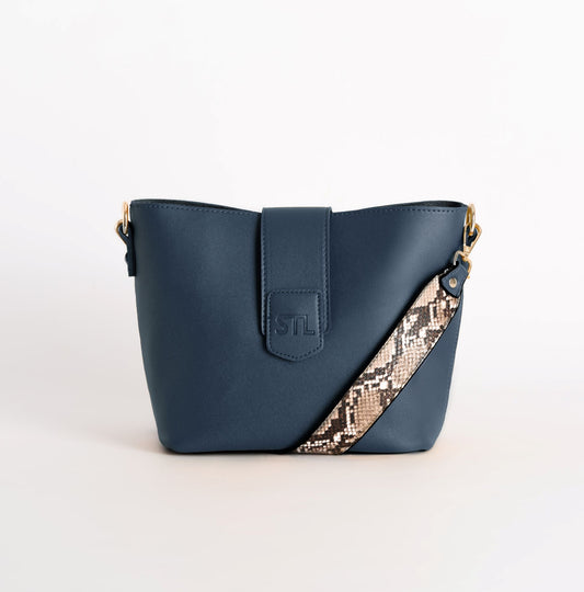 Handbag Vegan Leather Chloe - Navy Strap The Label 