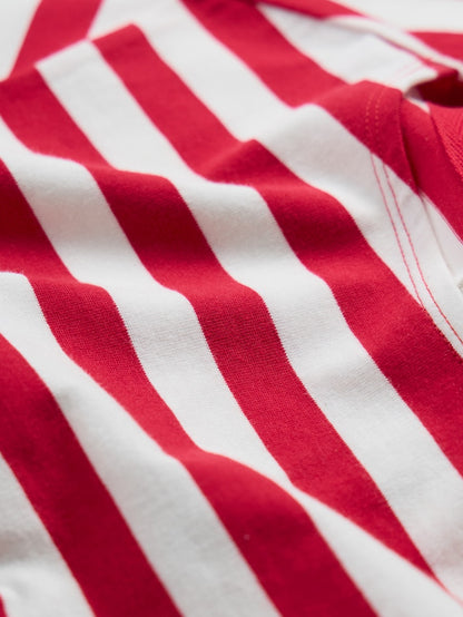 Close-up of red and white striped fabric
