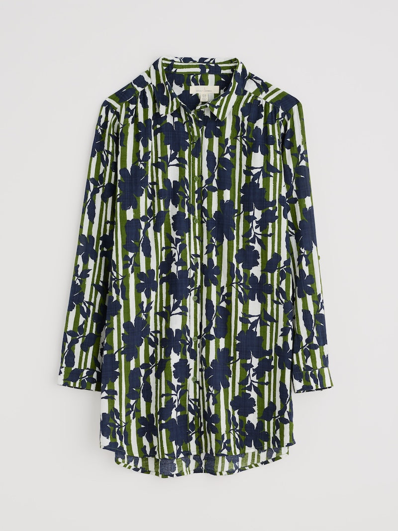 Floral and striped shirt on a white background