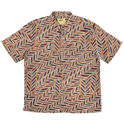 Men's bamboo shirt with colourful design on white background