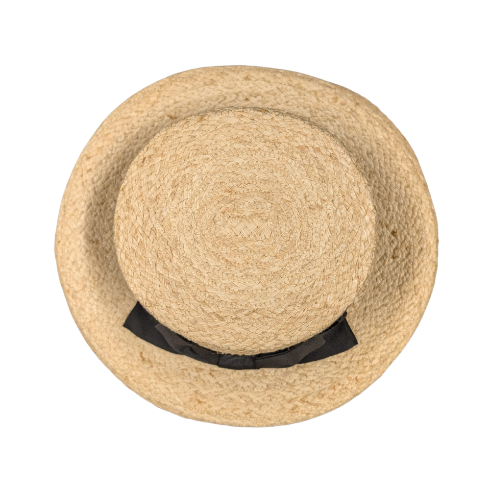 Black Bow Raffia Hat