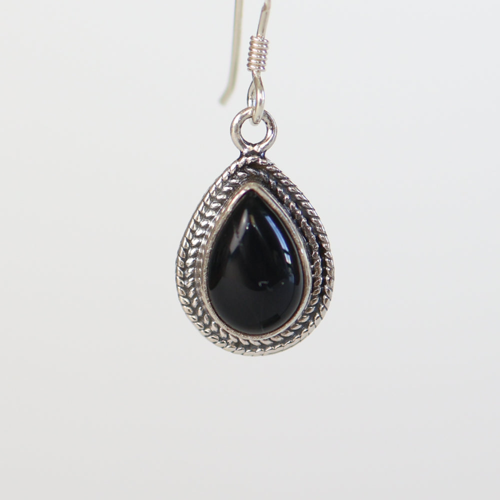 Black Onyx Silver Earrings