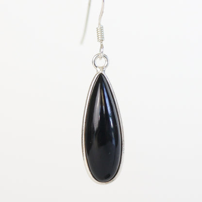 Black Onyx Silver Earrings