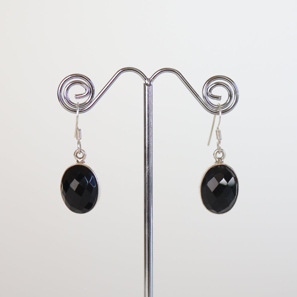 Black Onyx Silver Earrings