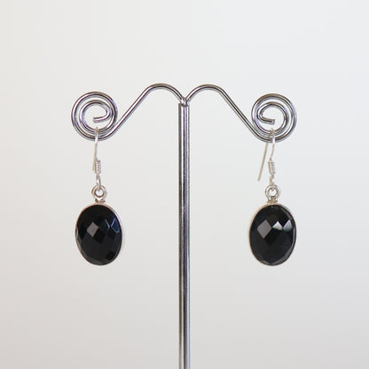 Black Onyx Silver Earrings