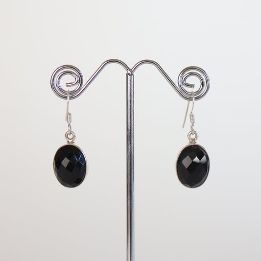 Black Onyx Silver Earrings