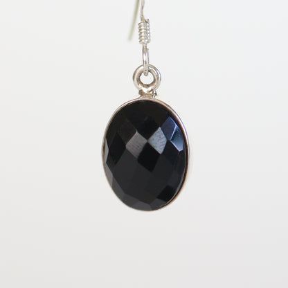 Black Onyx Silver Earrings