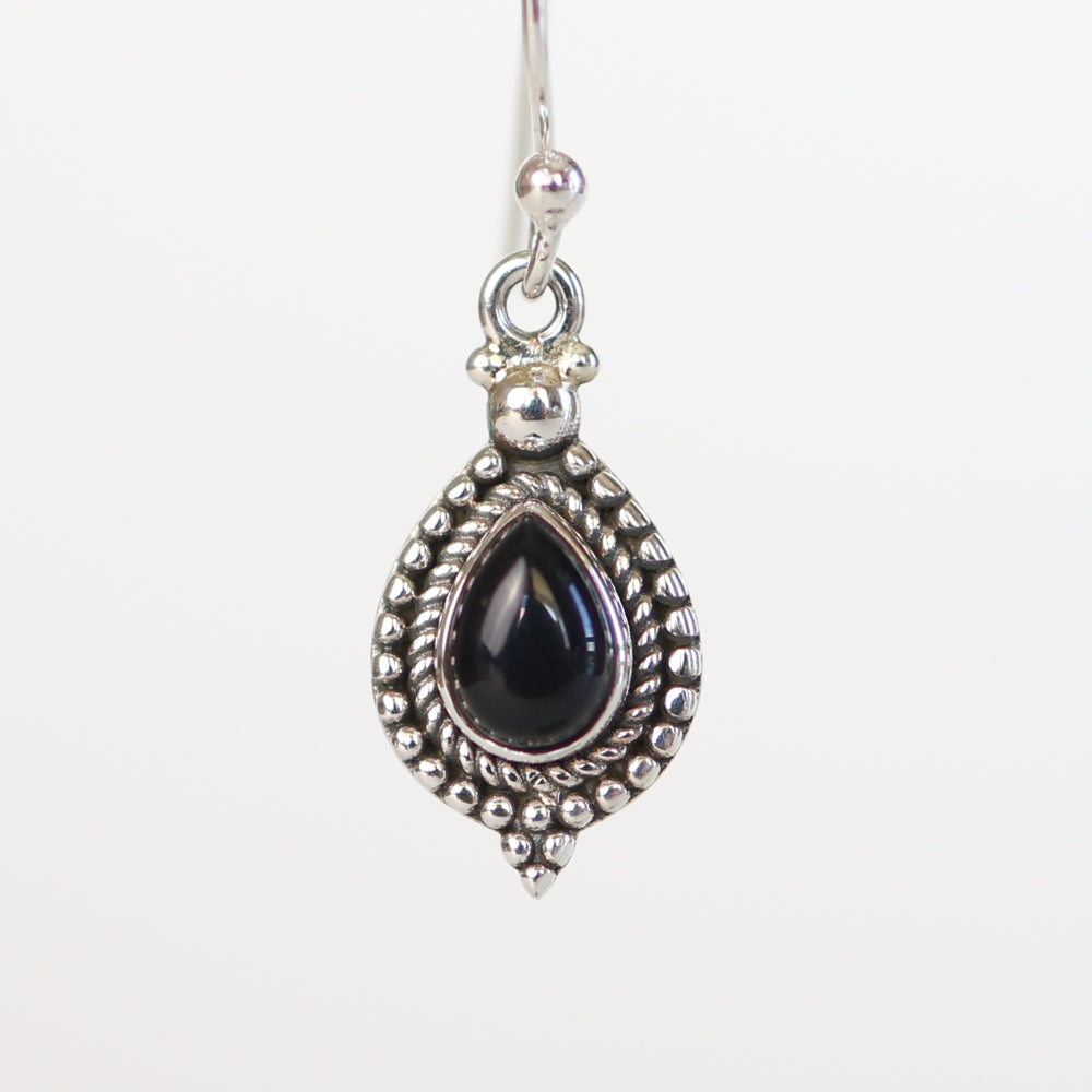 Black Onyx Silver Earrings