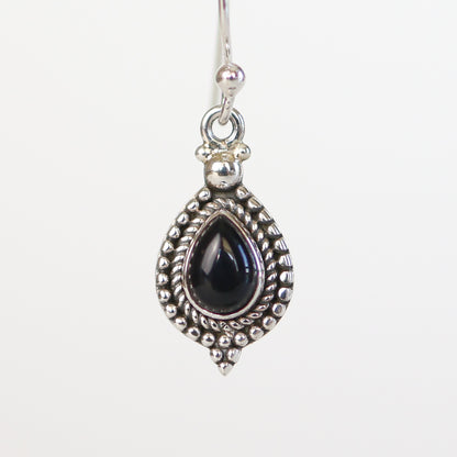 Black Onyx Silver Earrings