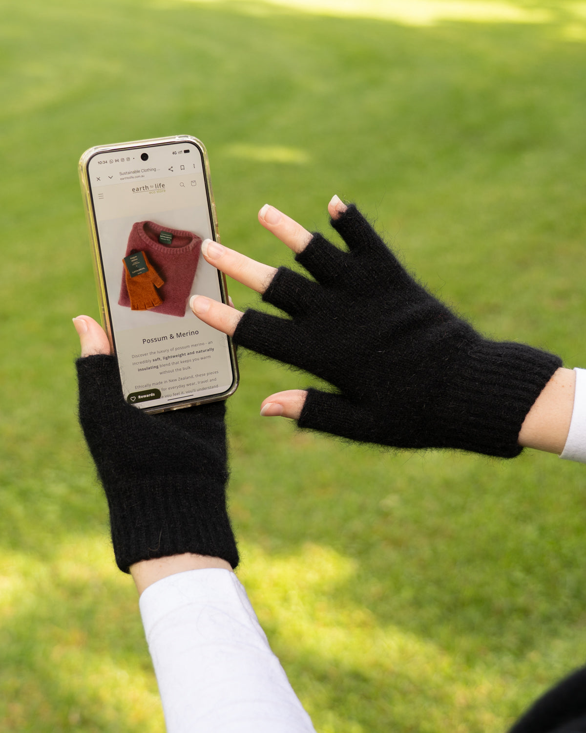 Gloves Fingerless Possum Merino