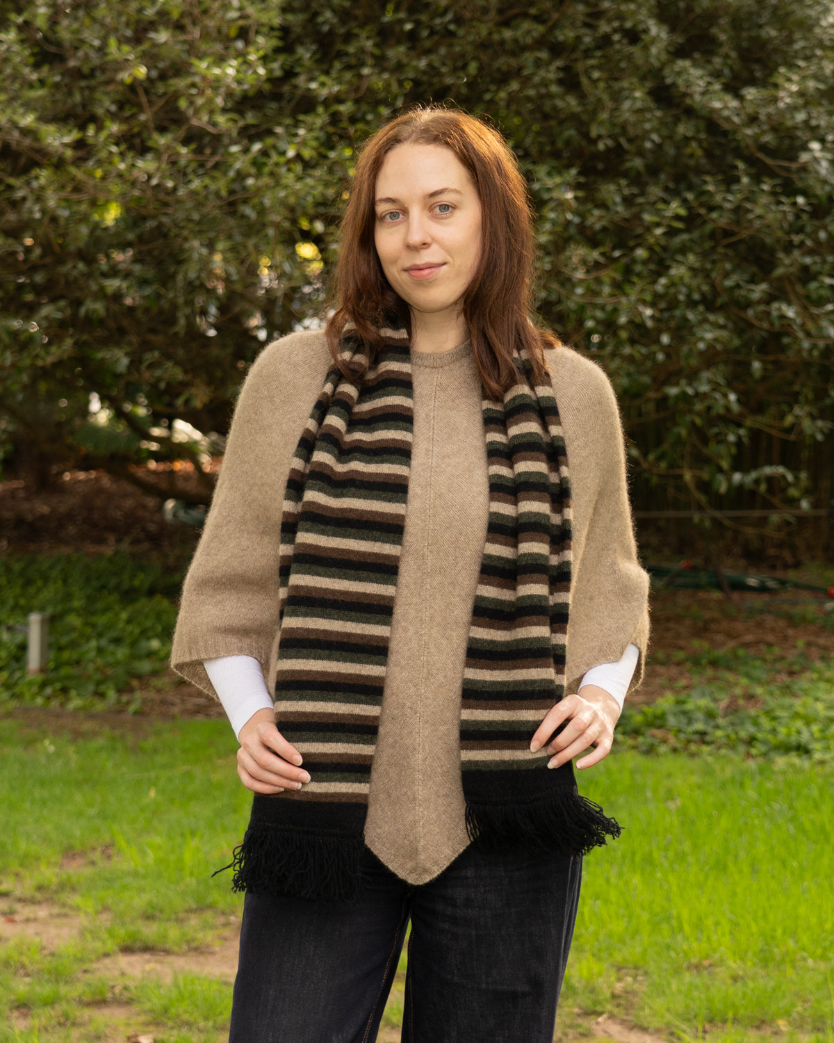 Scarf Possum Merino Stripe Black