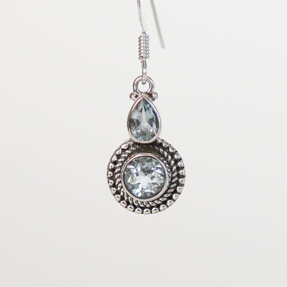 Blue Topaz Silver Earrings