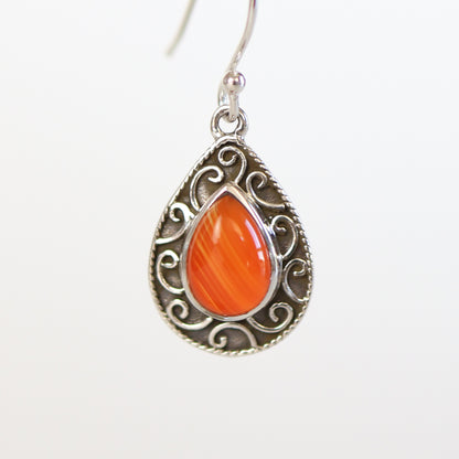 Carnelian Silver Earrings