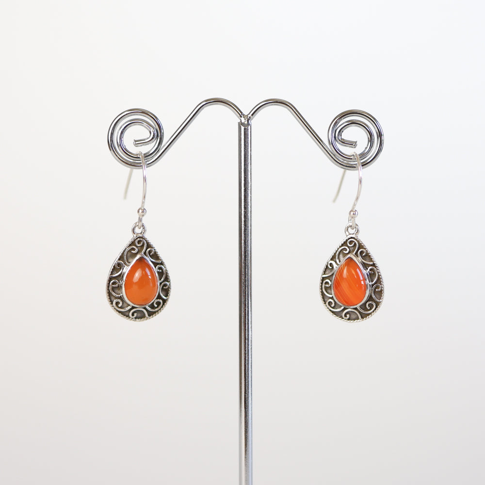 Carnelian Silver Earrings