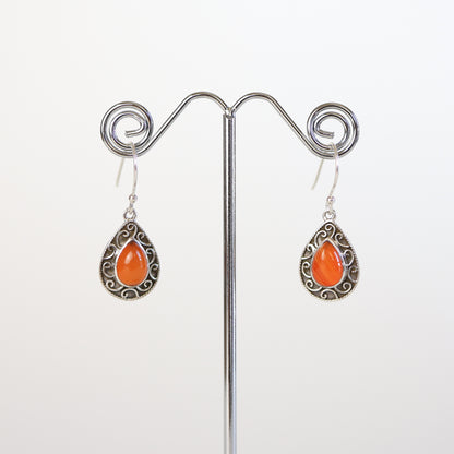 Carnelian Silver Earrings