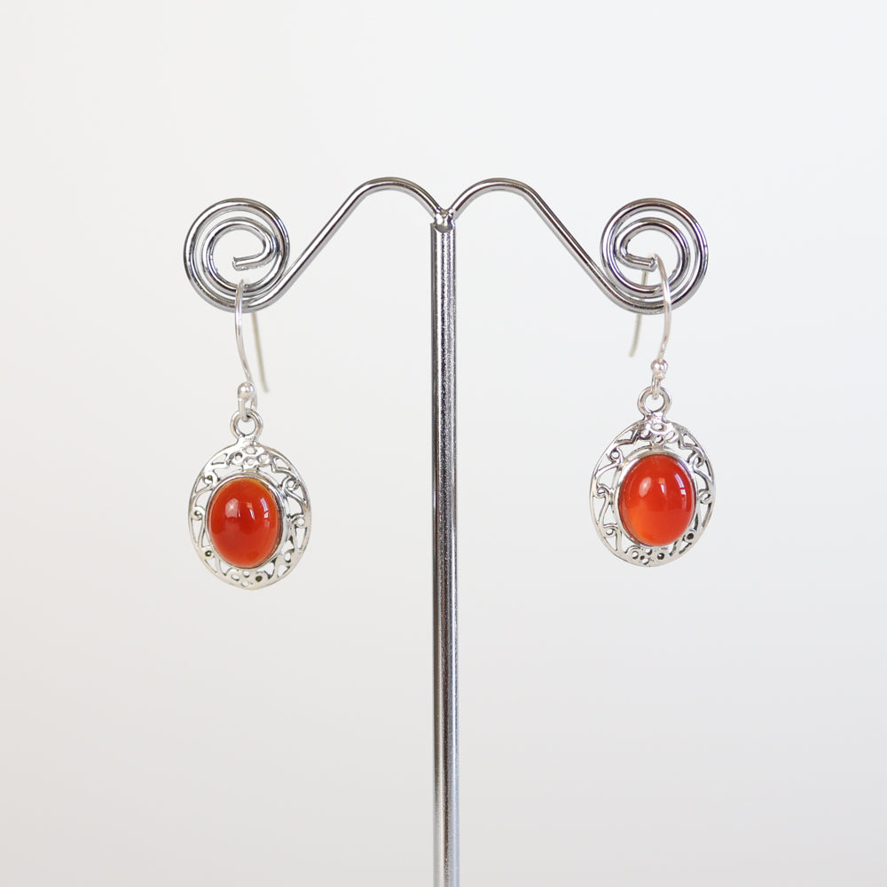 Carnelian Silver Earrings