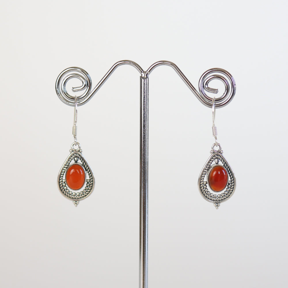 Carnelian Silver Earrings
